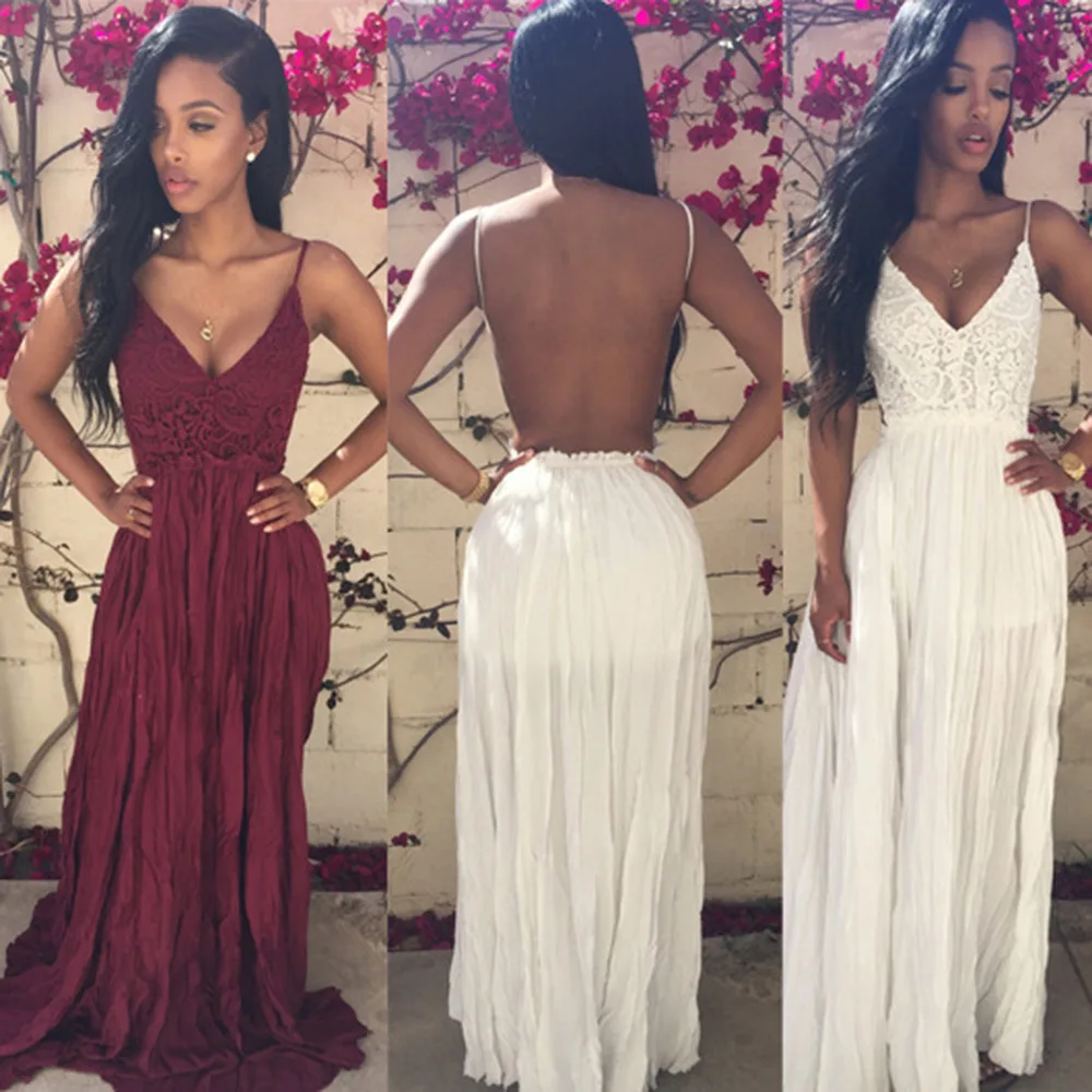2020 Взрывные модели сексуальное платье кружевное шифоновое с открытой спиной