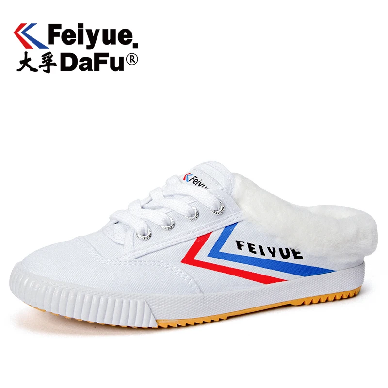 Feiyue Классическая парусиновая обувь 963 перетаскивание Женская обувь Зимняя Утепленная одежда повседневная обувь; тапочки из материала на основе хлопка; удобные, модные, новые