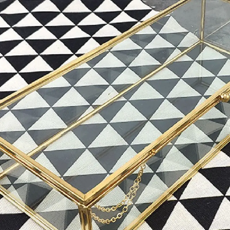 Винтажная стеклянная коробка с крышкой декоративная для хранения ювелирных