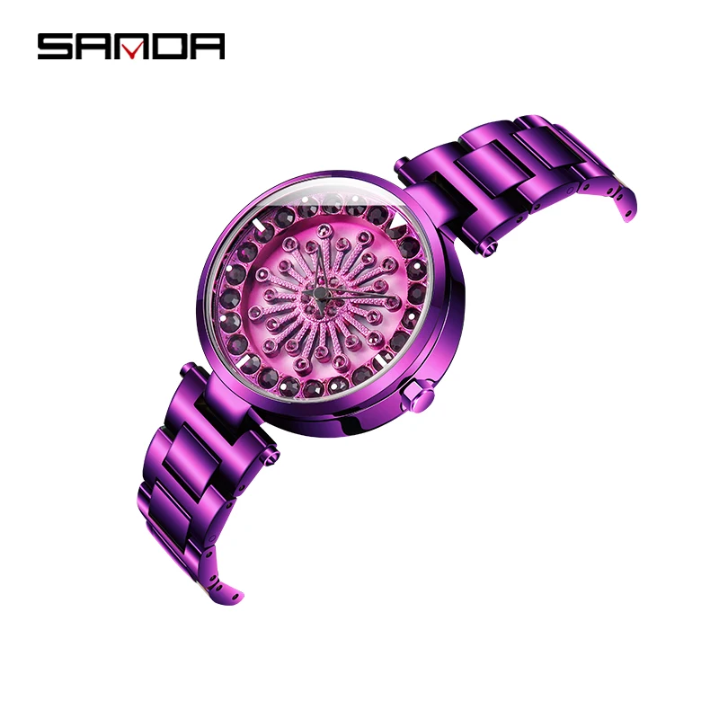 purple Sanda, женские кварцевые часы, креативный циферблат, разноцветные, модные часы, женские часы, подарок на день Святого Валентина, женские часы - Цвет: purple