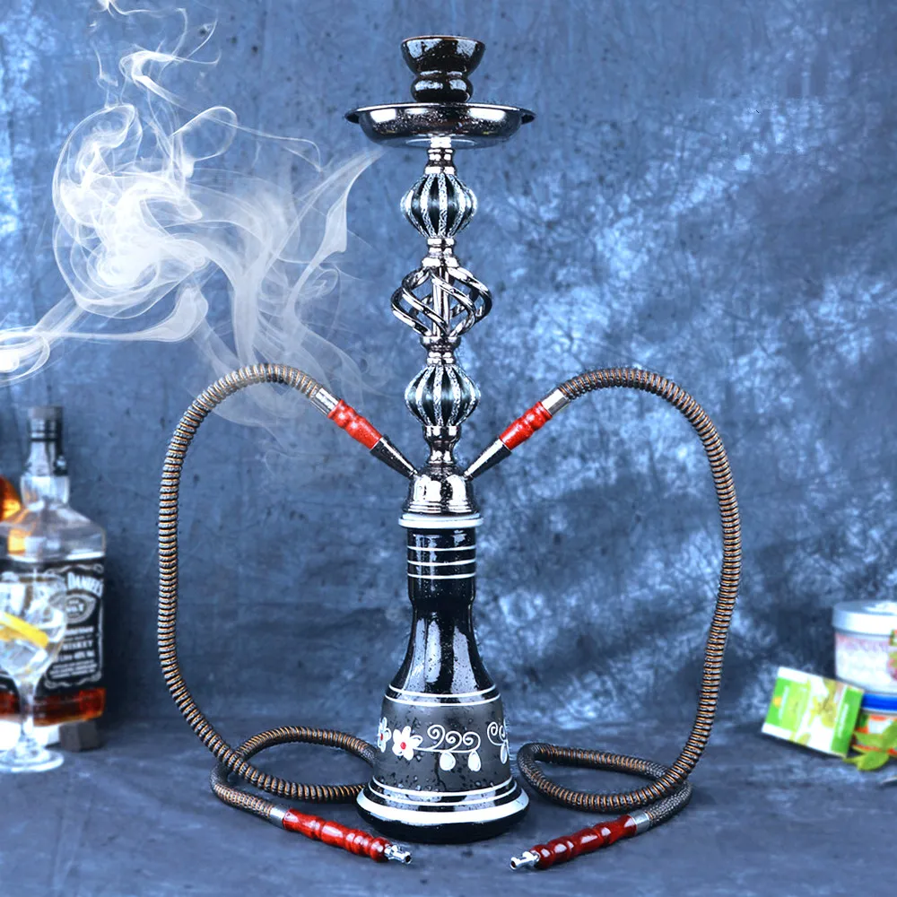

Glass Hookah Shisha Pipe Double Hoses Narguile Completo Sisha Nargile Chicha Accessories Flavor Bowl Charcoal Tongs