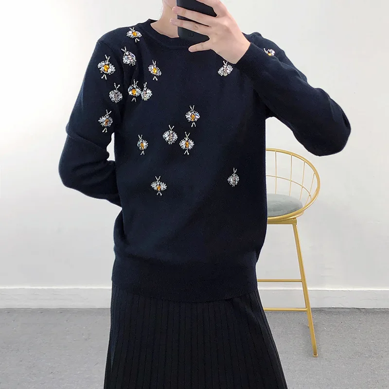 SAYTHEN 2021 Роскошные брендовые осенние зимние черные свитера пуловеры вязаные