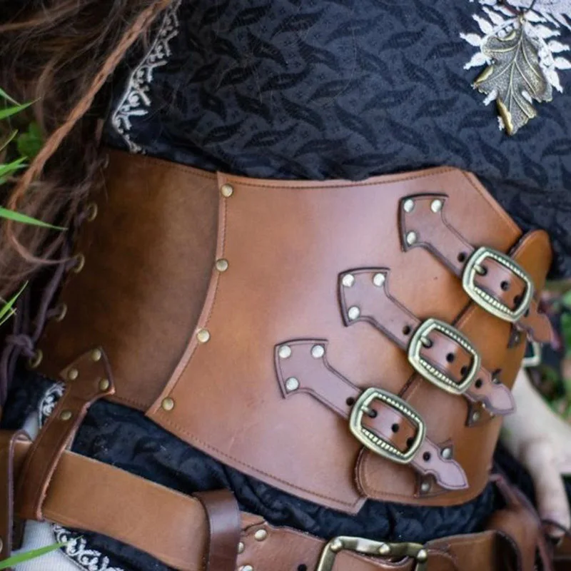 Medieval Steampunk Corset Wide Belt Women Knight Armor Middle Ages Viking Pirate Accessory Props Cosplay Costume Harness Buckle |
