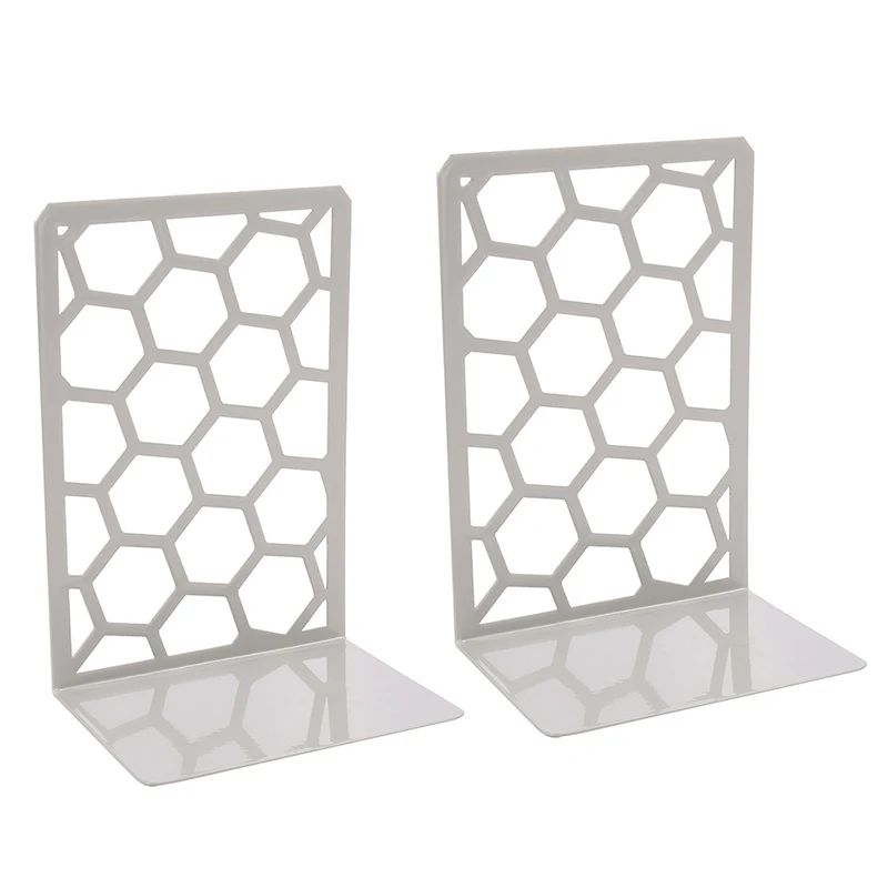 

Honeycombs Bookends Metal Bookcase Strong Sturdy Book Divider Decorative Holder for Home Office JR Deals