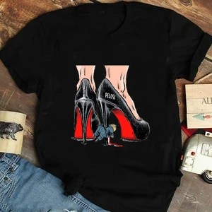 E Girl Gothic Clothes T Shirts Fashion Printing High Heeled Shoes Graphic Anime T Shirt Fashion Kawaii Women's Summer Top
