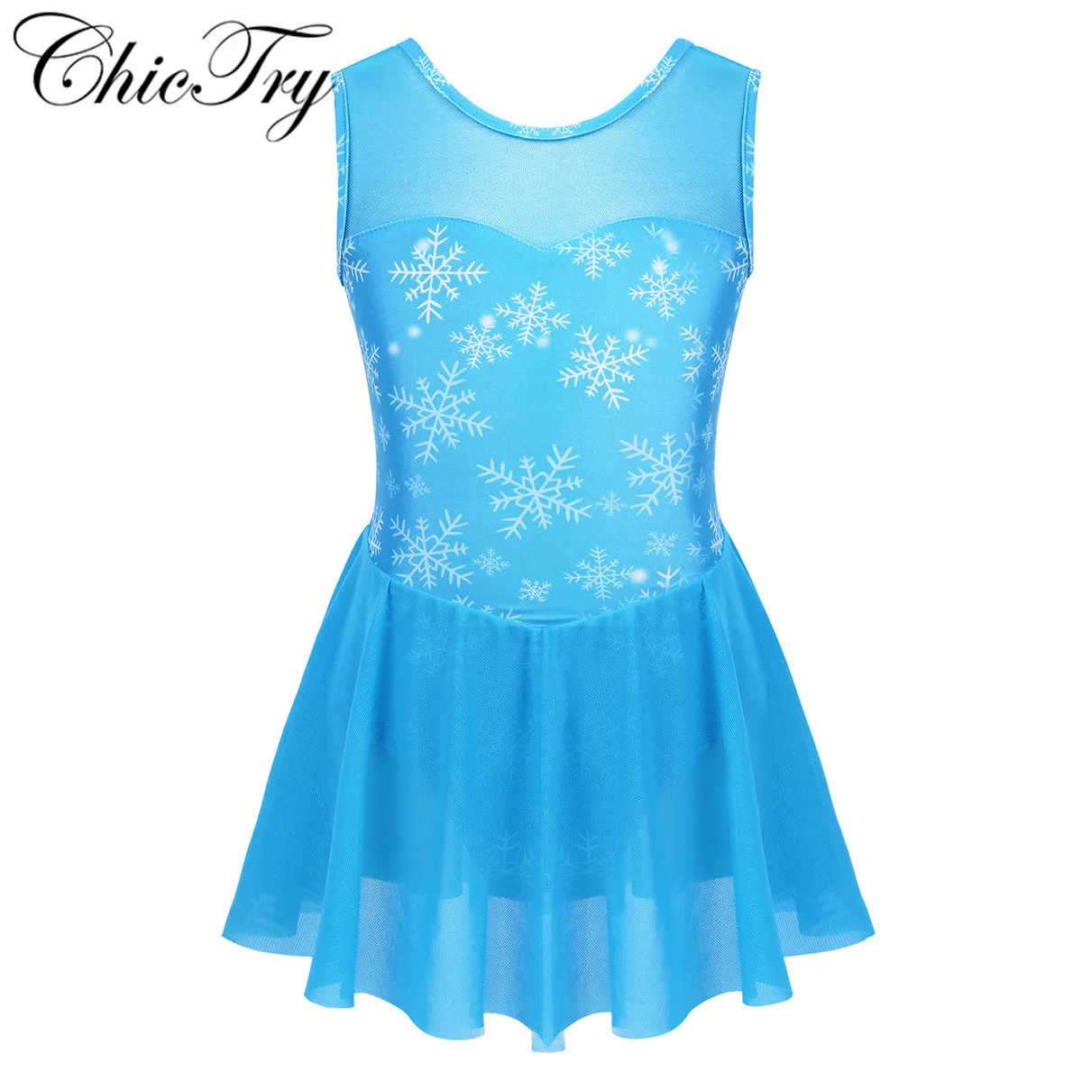 Детский танцевальный костюм балерины для девочек без рукавов с сетчатыми