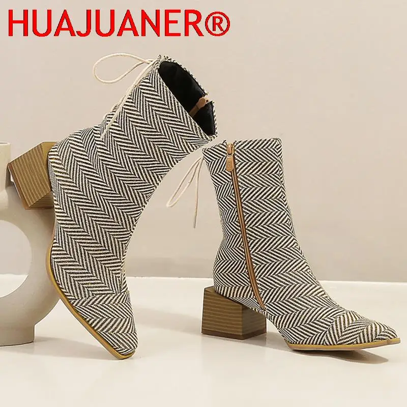 

Designer Women Fashion 2022 Lace Up Yellow Chelsea Boots 5cm Cork Heels Ankle Boots Zippers Warm Fur Boots Lady Shoes Plus Size