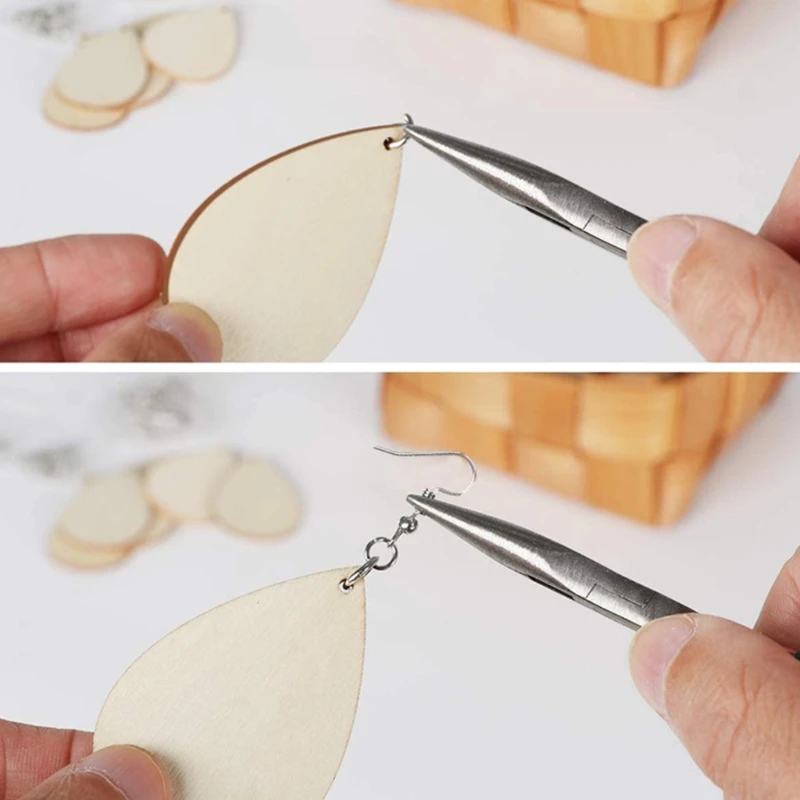 

Unfinished Wooden Earrings Blanks Jewelry Pendants Making DIY Crafts with Ear Hooks Opening Ring 70 Pcs/Set