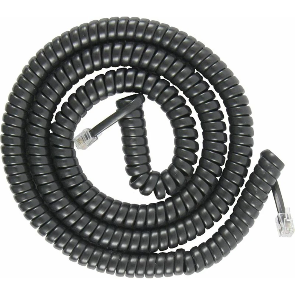 

PVC 5m Long Telephone Handset Receiver Cord Tel-Phone Cable Helical Spring Line Gold-plated Crystal Head Home Office