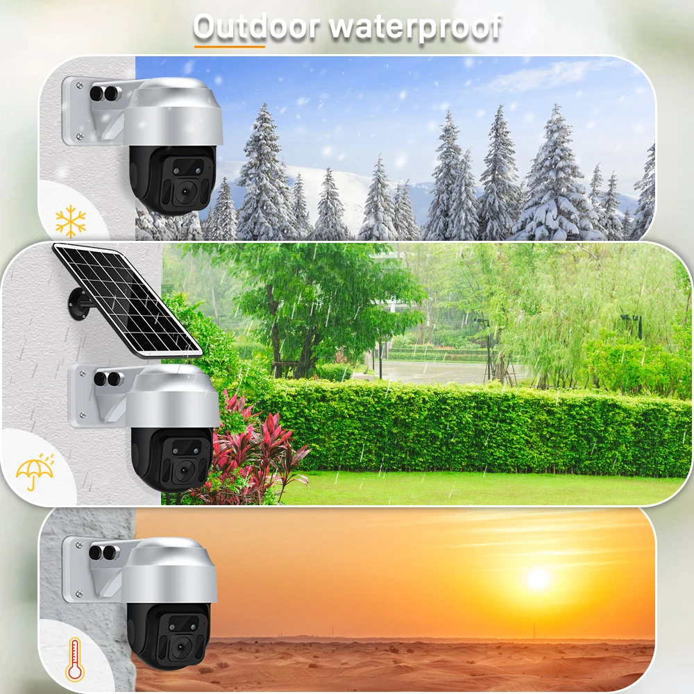 

1080P 4G/3G SIM Card Solar energy powered IP camera Outdoor wifi PTZ 12000mAh Battery Security Camera 30m Night Vision CCTV PIR