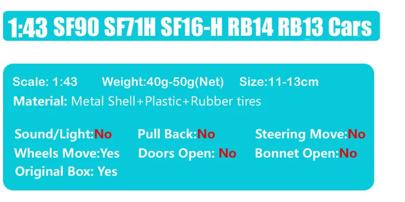1/43 масштаб bburago SF90 No#16 Charles Leclerc No#5 Sebastian SF71H SF70H RB14 Diecasts& Toy Vehicles гоночный автомобиль модель дети