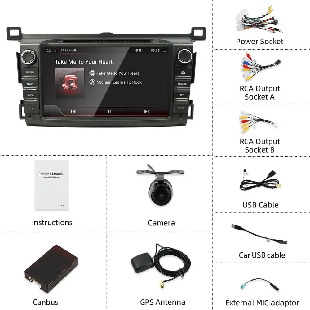 Автомагнитола Bosion 2 Din мультимедийный DVD-проигрыватель с GPS и Android 10 0 для Toyota RAV4