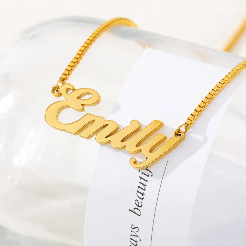 

Custom Box Chain Name Necklaces Jewelry Personality Letter Choker Necklaces with Name For Women Girls