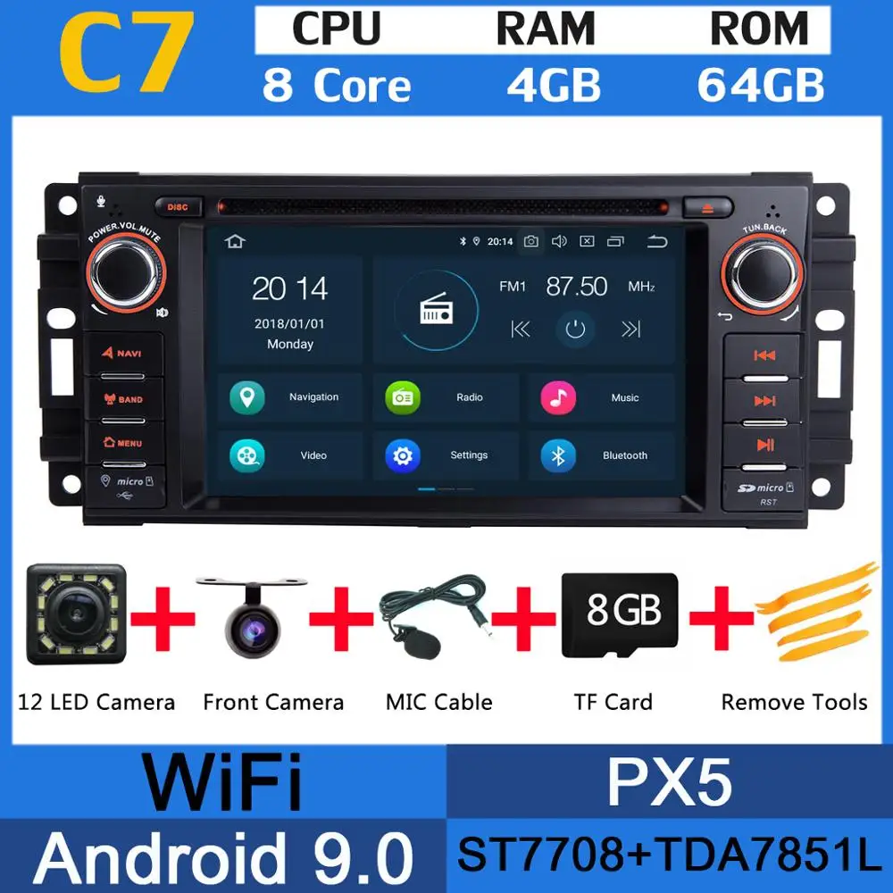 PX5 PX6 4G+ 64G Android 9,0 Автомобильный DVD радио gps для Jeep Wrangler Компас Commander Cherokee Dodge caliber путешествие Liberty CarPlay DSP - Цвет: PX5