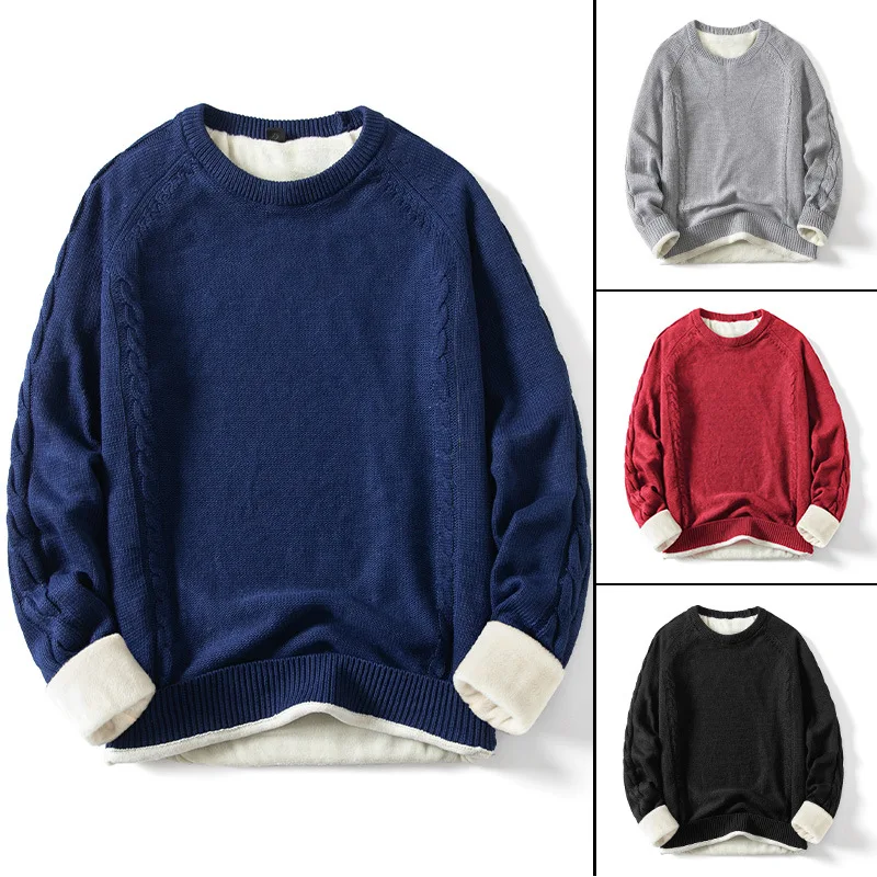 

Пуловер Новинка Зима 2021 Мужской Повседневный пуловер универсальный свободный свитер с круглым вырезом зимний Молодежный свитер плюс бархатный мужской свитер
