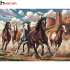 Алмазная живопись 5d Huacan, полная картина с рисунком лошади, домашняя искусственная вышивка животными, вышивка крестиком, настенная наклейка