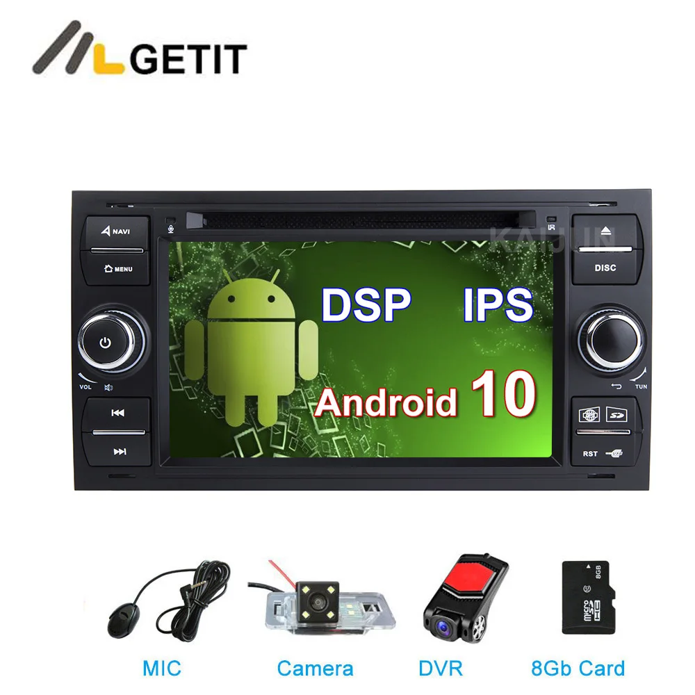 DSP IPS Android 10 Автомобильный DVD стерео плеер GPS радио для Ford Fiesta Transit Galaxy Fusion C/S MAX Kuga