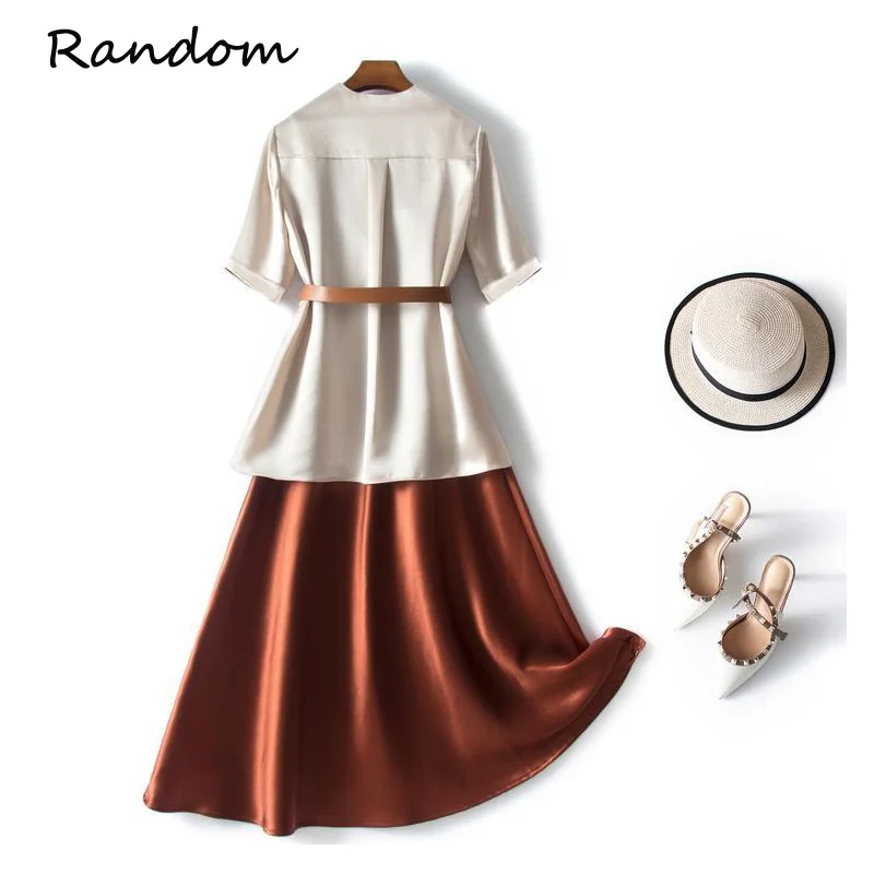 Женское осеннее офисное ацетатное атласное платье костюм куртка топ и сарафан