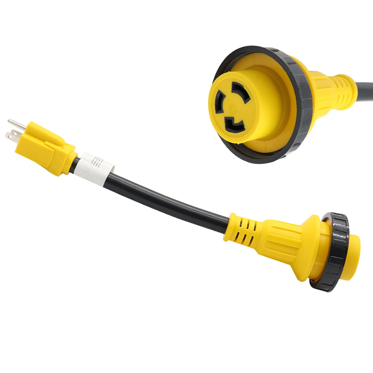 

12inch 125V RV Power Cord Generator Adapter 15 Amp Male To 30/50 Amp Lock Female Standard Connector