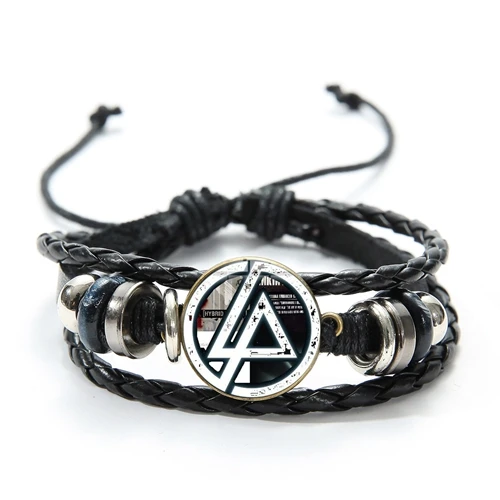 Style 1 SONGDA классическая рок-группа Linkin Park кожаный браслет Честер Беннингтон арт Круглое Стеклянное изображение браслет из деревянных бусин панк-браслет - Окраска металла: Style 1