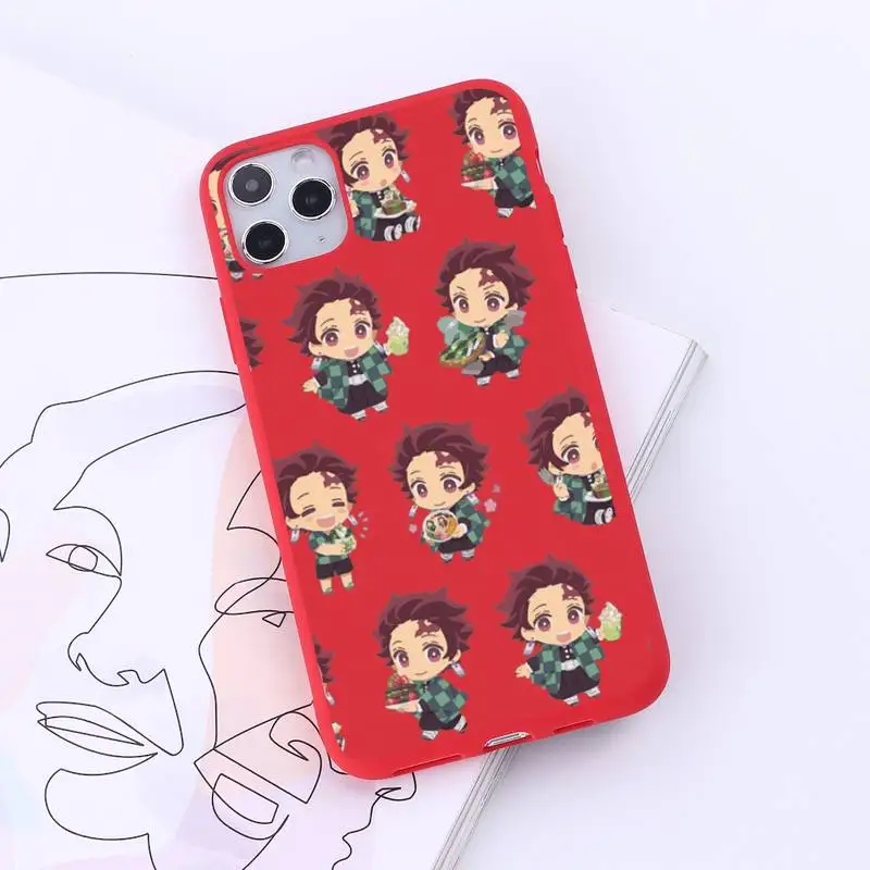 

Kamado Nezuko Kimetsu no Yaiba Demon Slayer Phone Case Red Candy Color for iPhone 6 7 8 11 12 s mini pro X XS XR MAX Plus