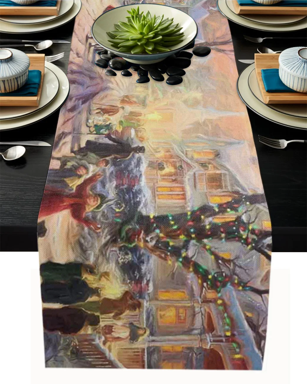 

Рождественская настольная дорожка с Санта-Клаусом, свадебный банкет для вечерние, праздника, домашнее рождественское украшение, Настольна...