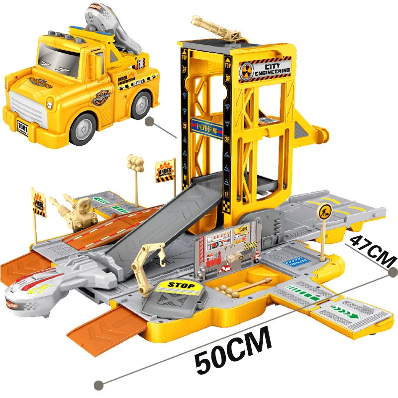 

Children's fire truck toy boy rail car container truck engineering car parking lot suit car hand-eye coordination