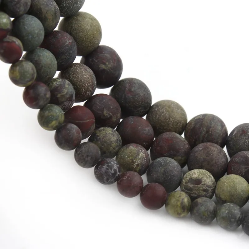 Dull Polish Matte Dragon Blood Stone Beads Round Loose Spacer for Jewelry Making DIY Charm Bracelet Necklace 15 inch | Украшения и