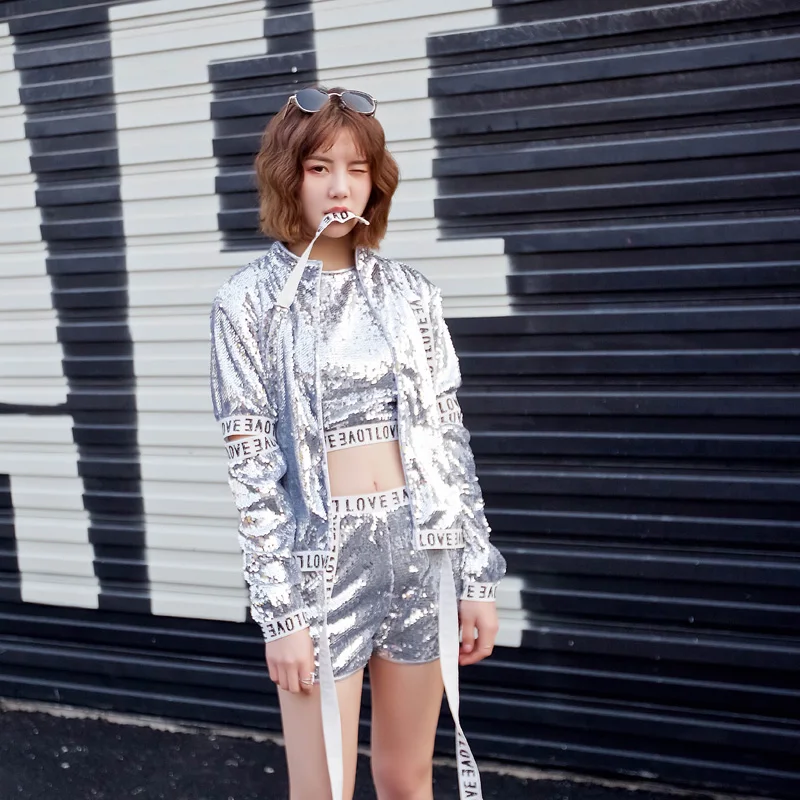 Танцевальные костюмы для джазовых женщин танцевальные серебряного цвета с