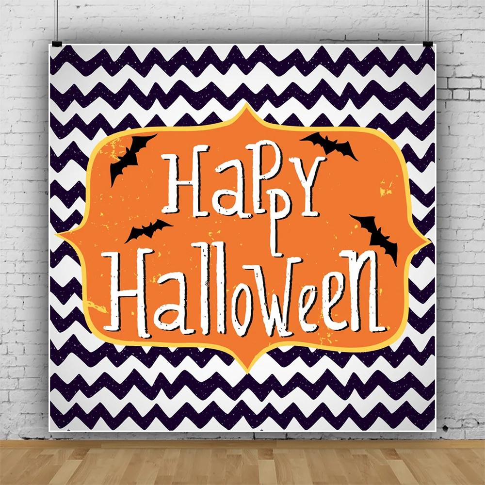 

Laeacco Happy Halloween Black Stripe Backdrop For Photography Bat Poster Pattern Photozone Photo Background Banner Photostudio