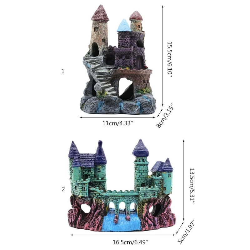 Смоляный замок для аквариума декорационный бак горная пещера с рыбами Betta Hideout