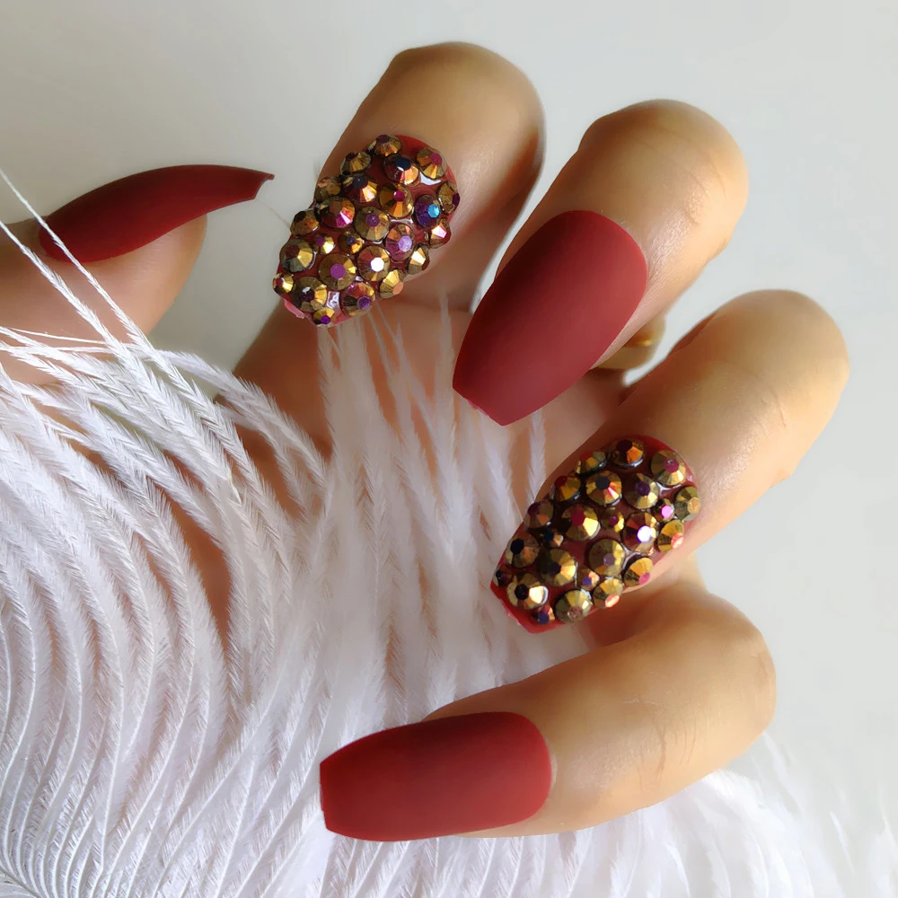 Матовые накладные ногти для наращивания ногтей 24 штуки в наборе съемные