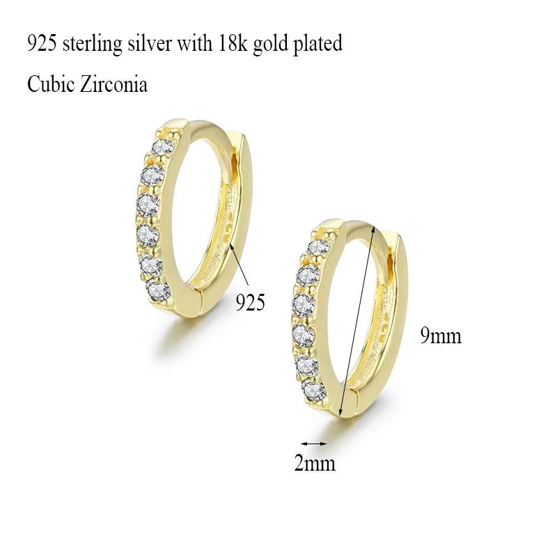 Милые серьги кольца из стерлингового серебра 925 пробы золотистого цвета с