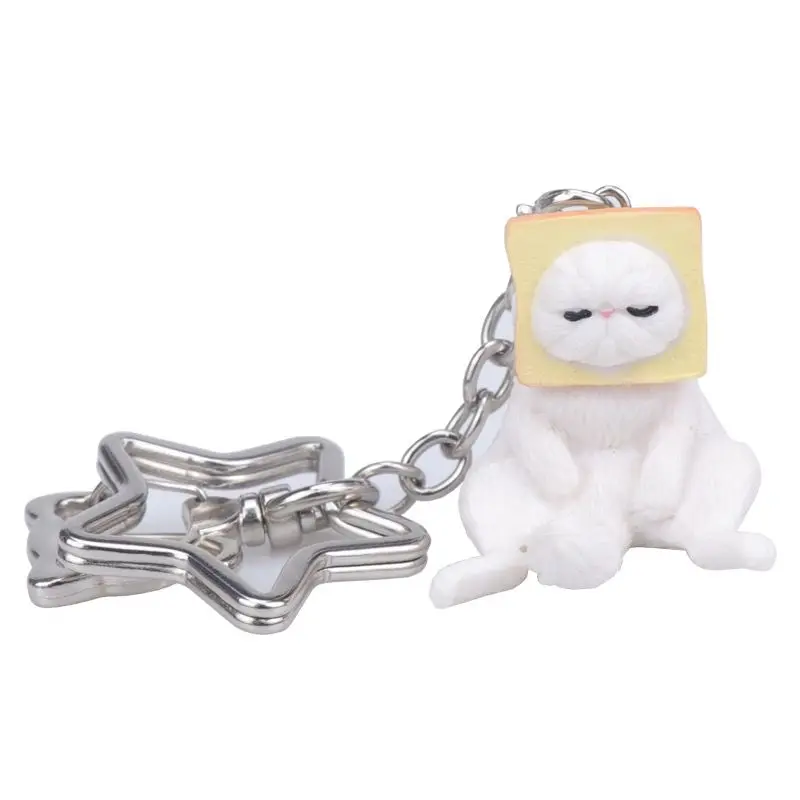 

2020 New Cartoon Cute Keychain Cat Key Chain Men and Women Charm Bag Pendant Accessories Toast the cat Key Ring Gifts