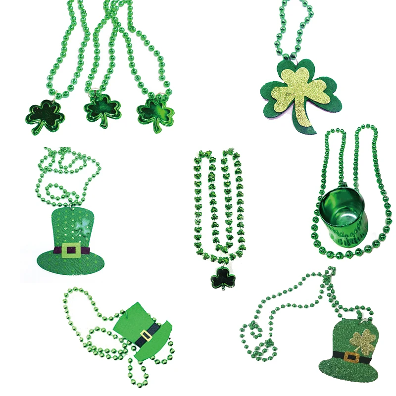 

Jewellery Green Plating Plastic Necklace Irish St Patrick's Day Jewel For Women Kid Adults Festival Daily Decoration yl84