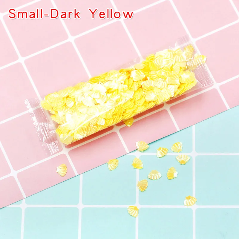 10-Small-Dark Yellow 10 г красочные оболочки Блестки прозрачные поставки слаймов Декор наполнитель дополнение игрушки DIY Lizun оболочки блеск Подвески клейкие аксессуары - Цвет: 10-Small-Dark Yellow