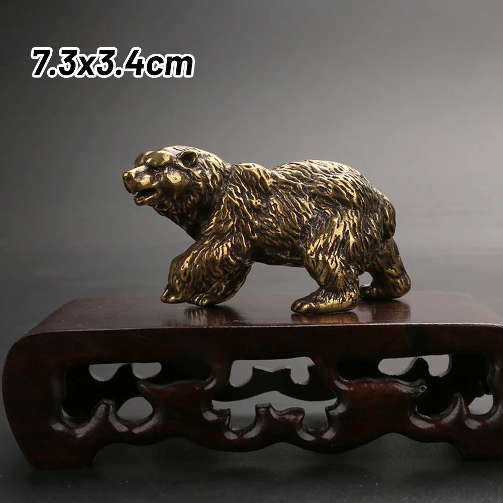 

Bear Statue Mini Ornament Pure Copper Brass Solid Retro Craft Decorative Accessories Favorite Bronze Ware For Desk Home Decor