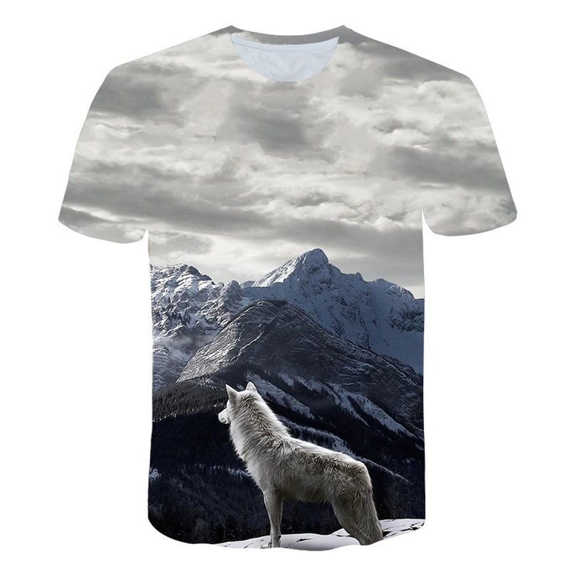 

2021 summer new 3D printing men's t-shirt polo shirt animal element snow wolf cute cat clothing wholesale customization