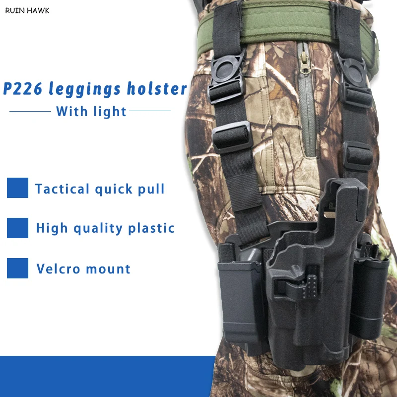 

Compact Hand Gun Belt Leg Holster For Sig P226 Tactical Pistol Holster Hunting Pistol Gun Case Thigh Holster With light