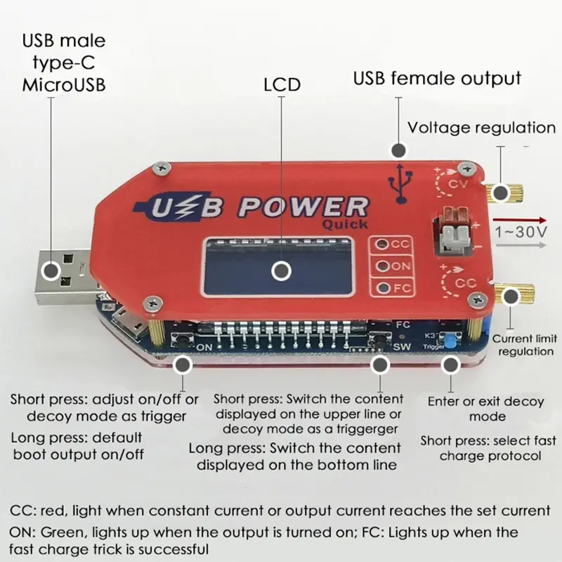DC Регулируемый USB модуль питания Повышающий Модуль 15 Вт QC 2 0 3 FCP Быстрая зарядка # |