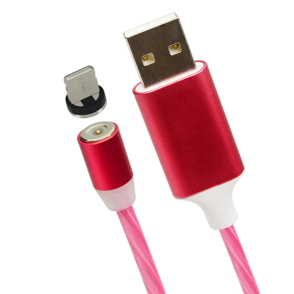 Red For 8 Pin Магнитный светодиодный кабель CHAURE для зарядки mi cro, зарядный usb-кабель для Xiao mi huawei, зарядный кабель для быстрой зарядки T-C, usb-кабель - Цвет: Red For 8 Pin