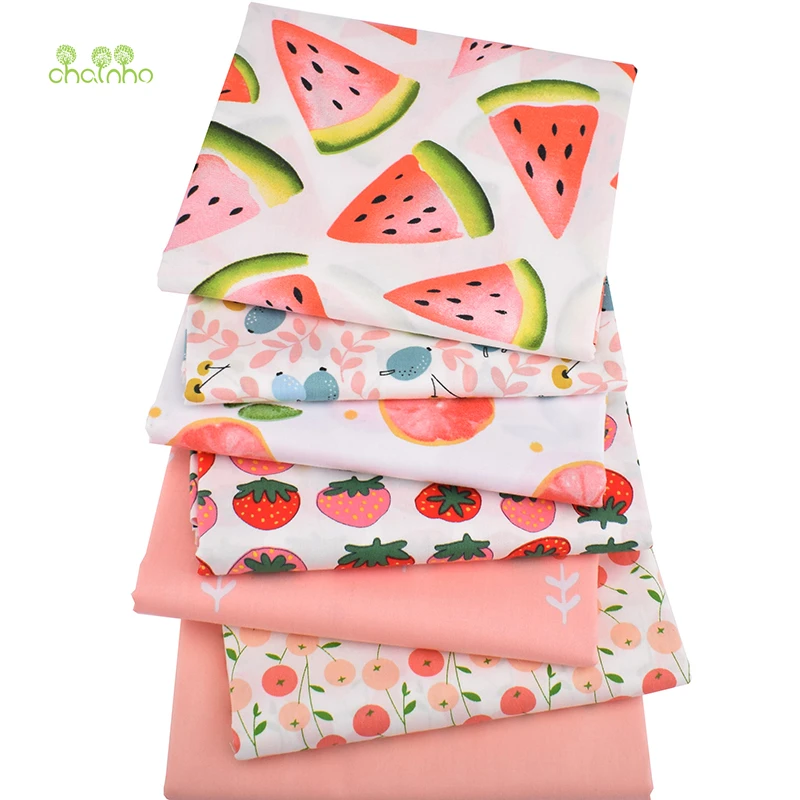 Серия розовых фруктов Chainho саржевая хлопчатобумажная ткань с принтом для сделай
