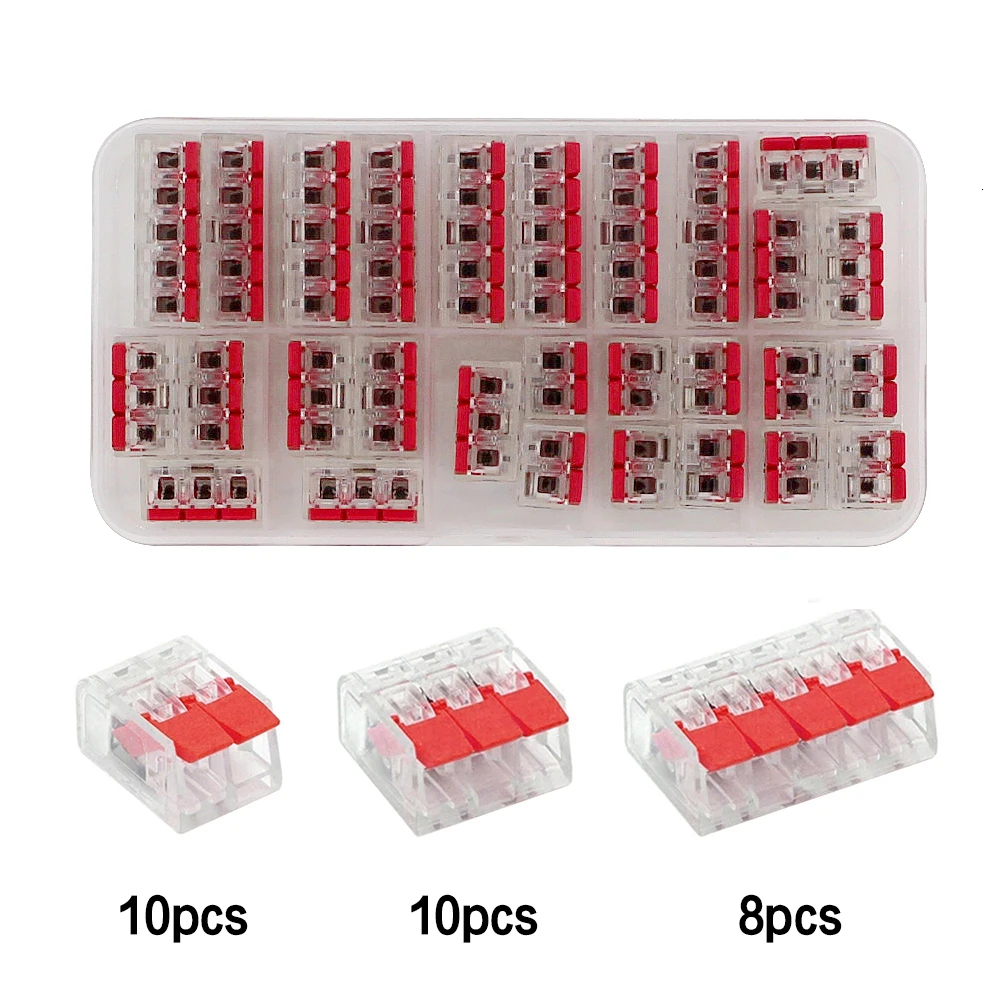 28PCS-R YJCAL 221-412 413 415 28 шт./кор. провода стыковое соединение разъема зажим быстрого изоляции клеммный блок выводов AWG 28-12 - Цвет: 28PCS-R