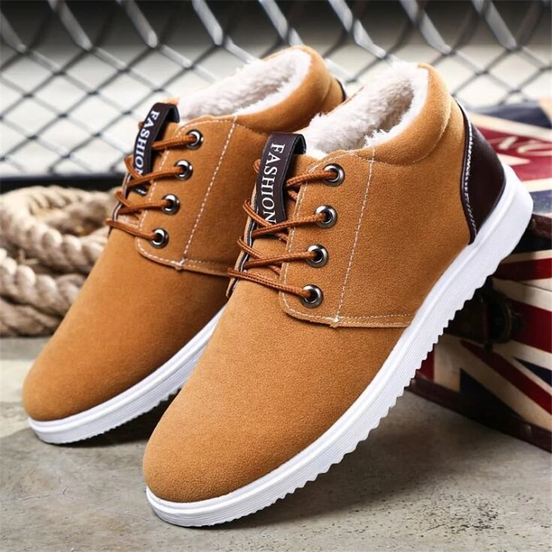 

Мужские зимние ботинки на нескользящей подошве, с плюшевой подкладкой