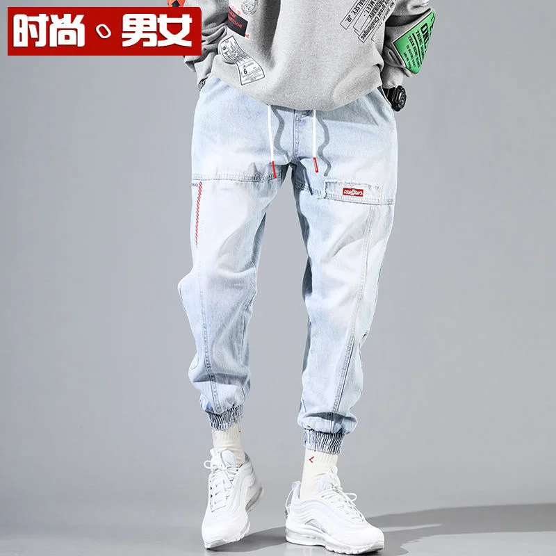 

Men Ins Pants Casual Mens Hip Hop Rap Trousers Street Ripped Jeans Japan Straight Full close-fitting Relaxed Tapered Jean