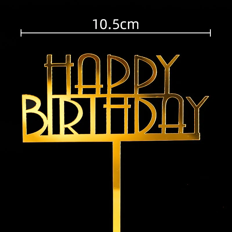 10 шт. зеркальные золотые черные розовые акриловые топперы для тортов счастливая