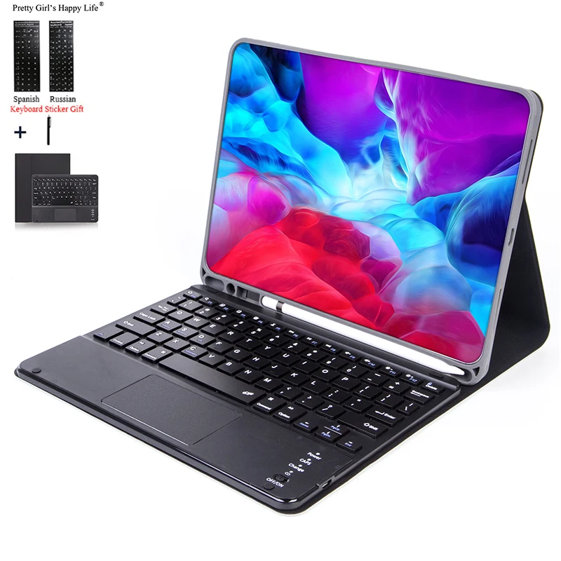 

Сенсорная клавиатура для iPad 11 "2020 2018, держатель ручки, съемный WiFi Bluetooth клавиатура, кожаный чехол, чехол для iPad Pro 11 2018