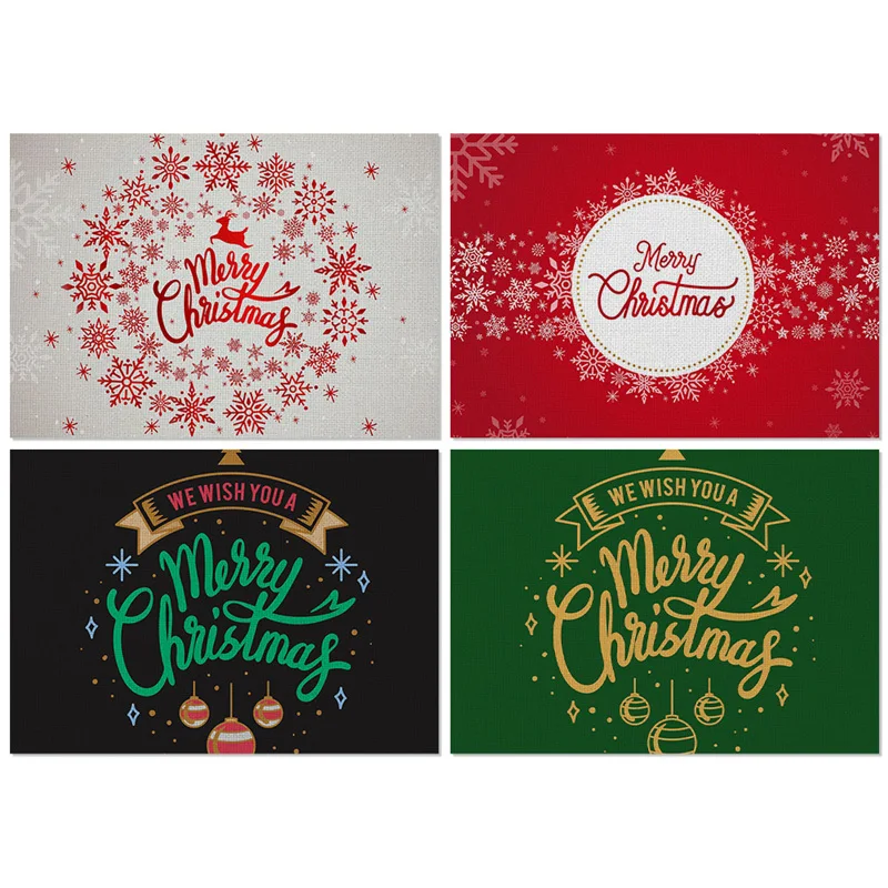 

Fuwatacchi Merry Christmas Gift Dining Table Mats Reusable Placemat Kitchen Tableware Drink Coasters Home Decoration Accessories