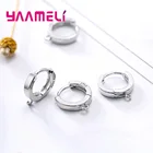 One Pair Smooth 925 Sterling Silver Jewelry Findings Small Circles Huggie Hoop Earrings Making Components Handmade DIY Accessory