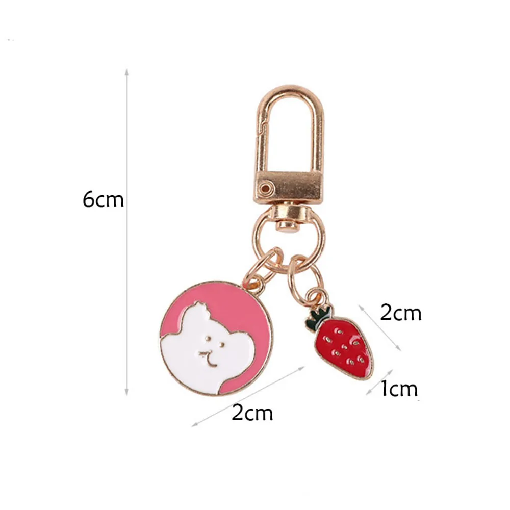 Модные брелки для ключей с клубничным медведем милый мультяшный Брелок